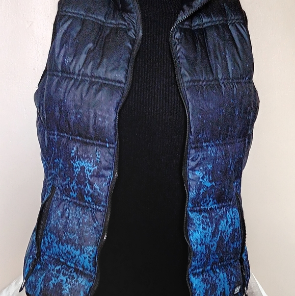 Andrew Marc Designer Puffer Vest Black Blue Speckled - Picture 3 of 15